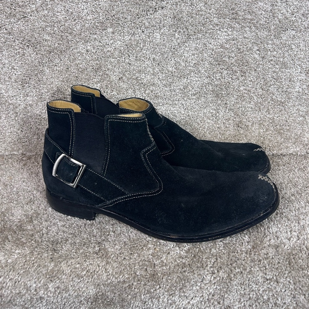 Gordon Rush BlackLeather Side Buckle Square Toe Ankle Boots Mens Size 12 M